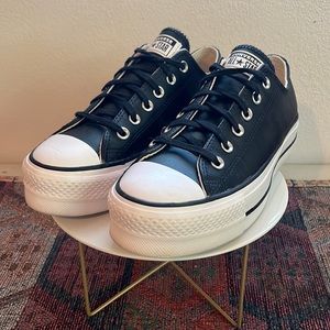 Black Converse Chuck All Star Lift Clean Ox Sneakers, Size Womens 9